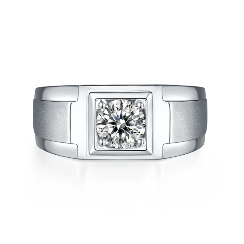 冠希款S925银镀白金MoissaniteMen's Ring1ctD级